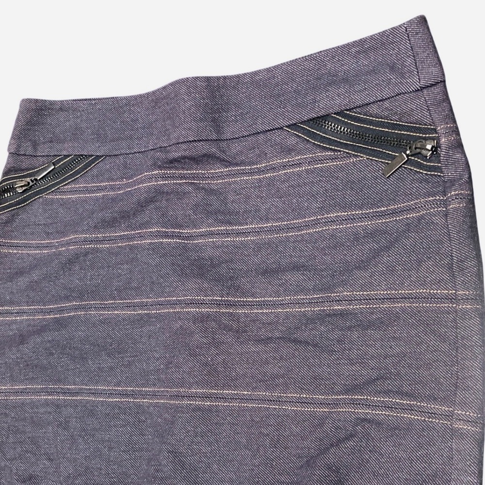 BCBGeneration Denim Mini Skirt Dark Wash Pinstripe Zipper Detail Size 6